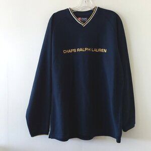 Vintage Chaps Ralph Lauren sweater V neck spellout fleece size L